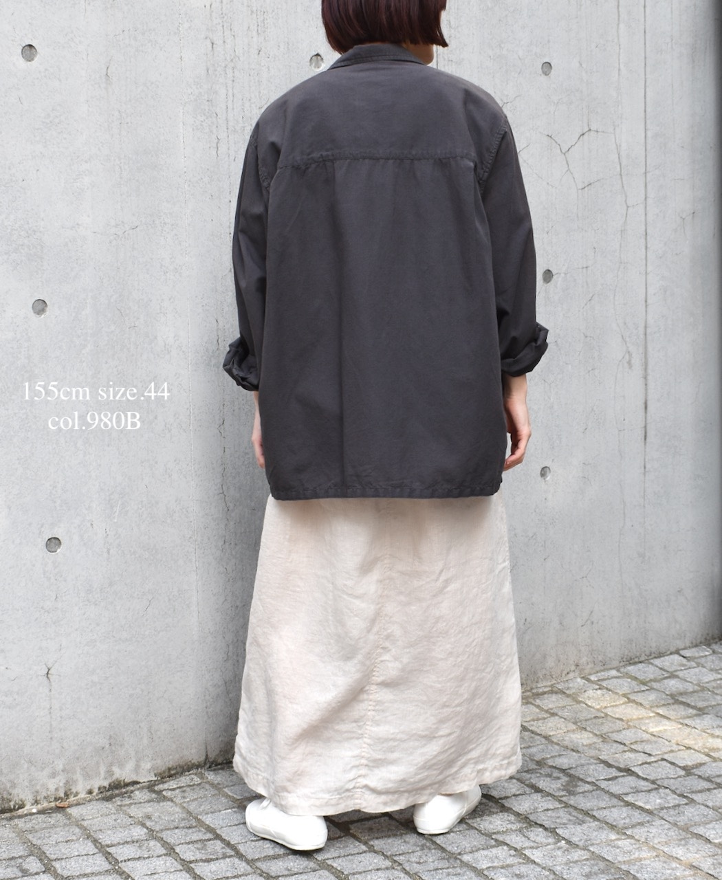 INHT2512CLD(シャツ) COTTON LINEN PLAIN OVERDYE ONE-UP COLLAR SHIRT