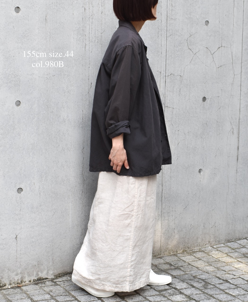 INHT2512CLD(シャツ) COTTON LINEN PLAIN OVERDYE ONE-UP COLLAR SHIRT