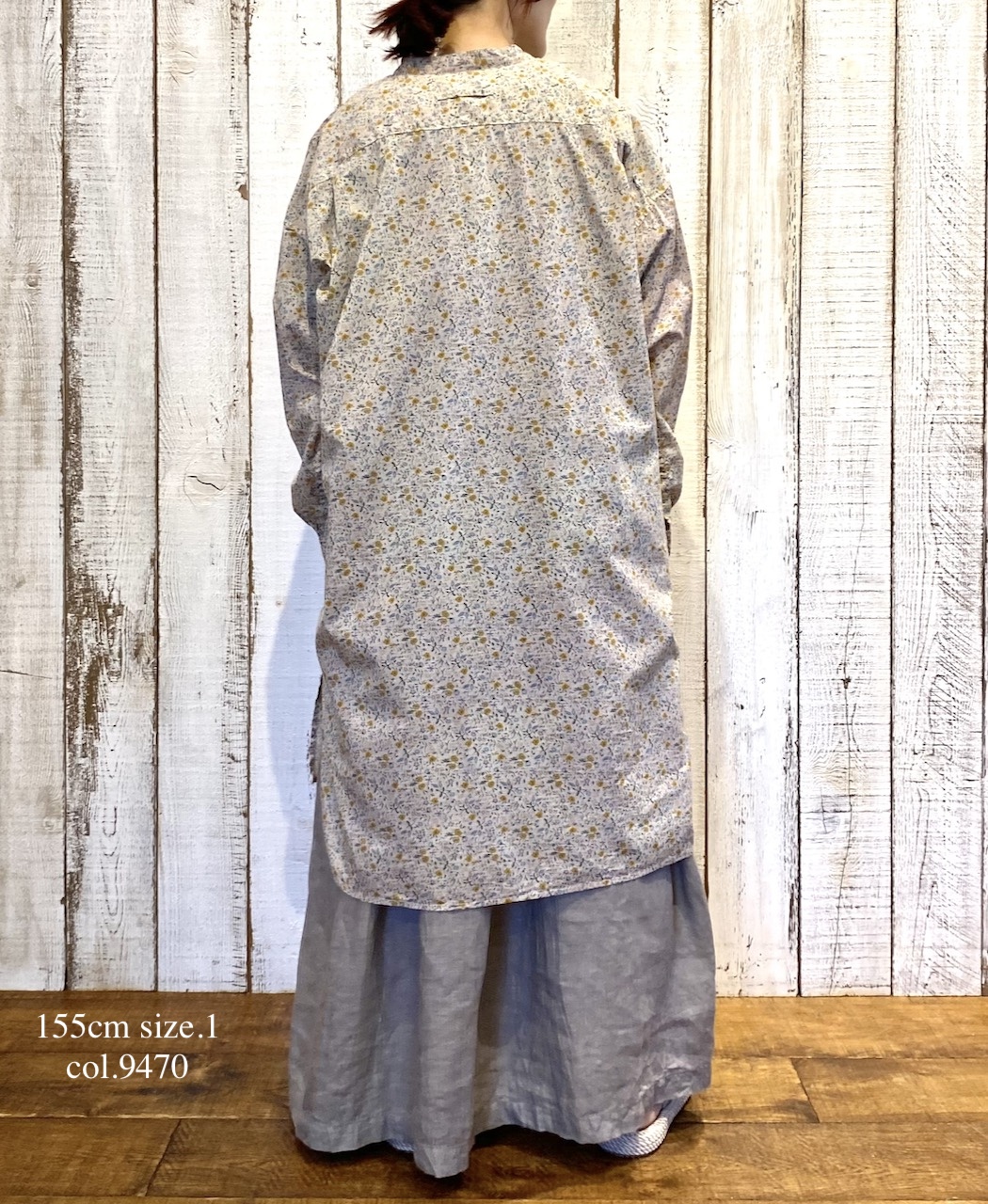 ●NAM1632LP (ワンピース) LINEN PLAIN (OVERDYE) BOAT NECK S/SL ONE-PIECE