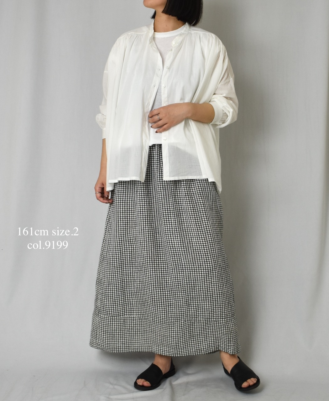 INSL25215(スカート) 60s LINEN CHECK EASY SKIRT