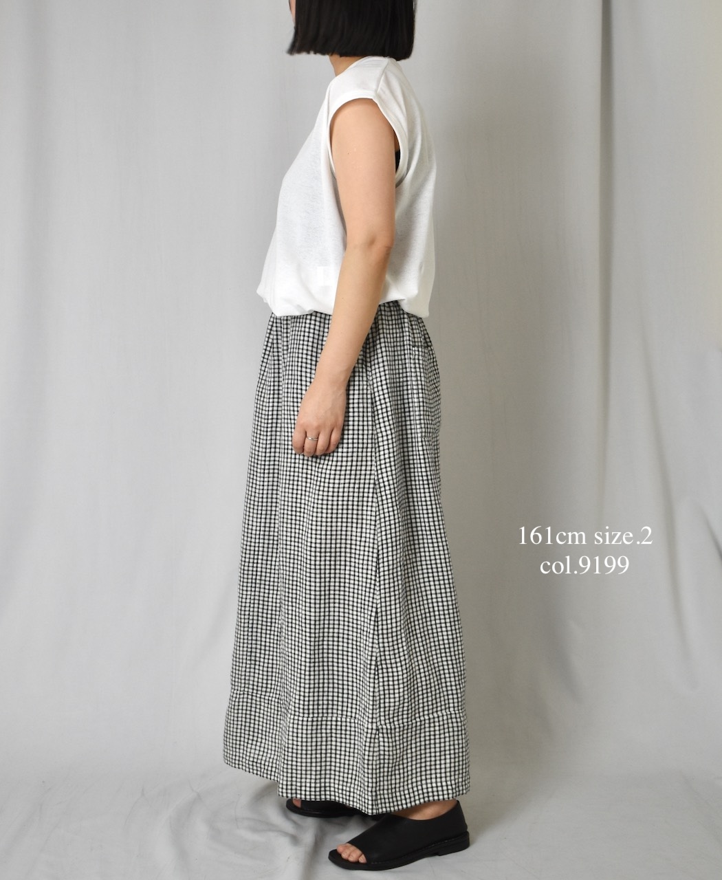 INSL25215(スカート) 60s LINEN CHECK EASY SKIRT