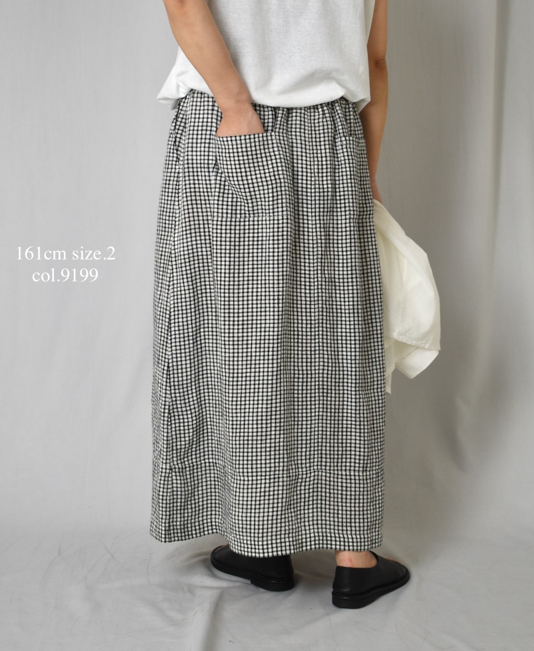 INSL25215(スカート) 60s LINEN CHECK EASY SKIRT