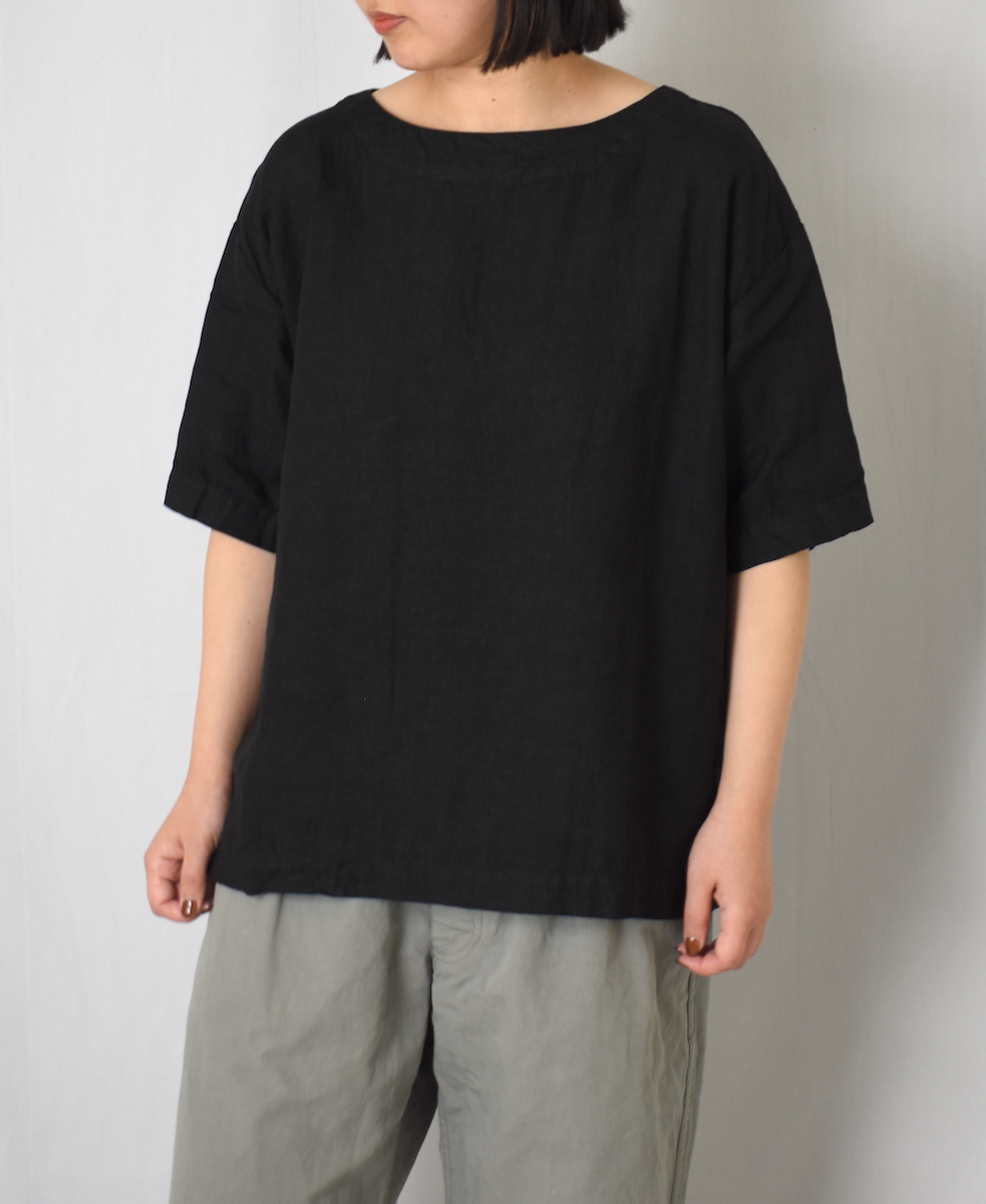 ●NAM1631LP (シャツ) LINEN PLAIN BOAT NECK S/SL SHIRT