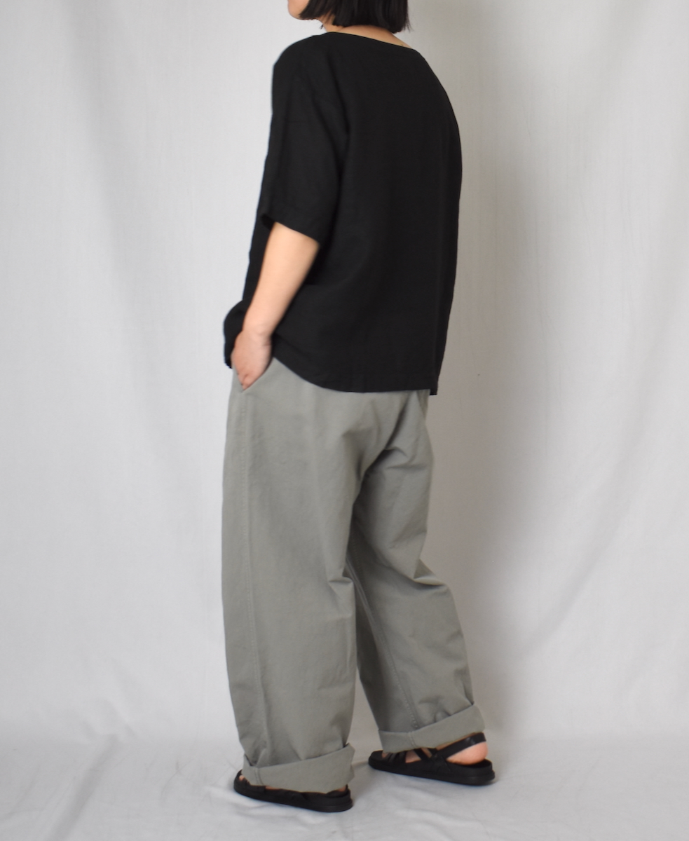 ●NAM1631LP (シャツ) LINEN PLAIN BOAT NECK S/SL SHIRT