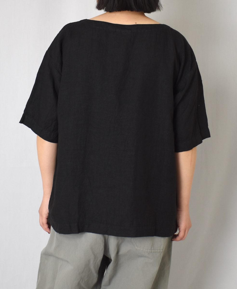 ●NAM1631LP (シャツ) LINEN PLAIN BOAT NECK S/SL SHIRT