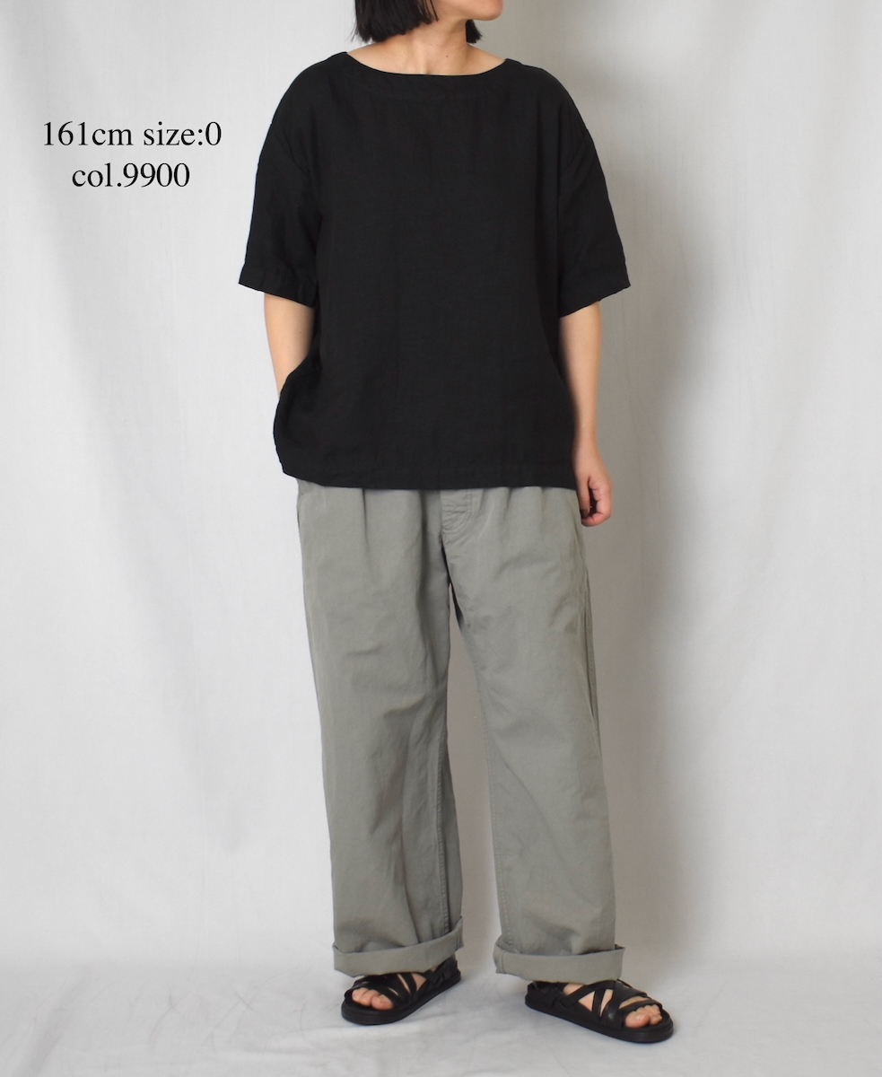 ●NAM1631LP (シャツ) LINEN PLAIN BOAT NECK S/SL SHIRT