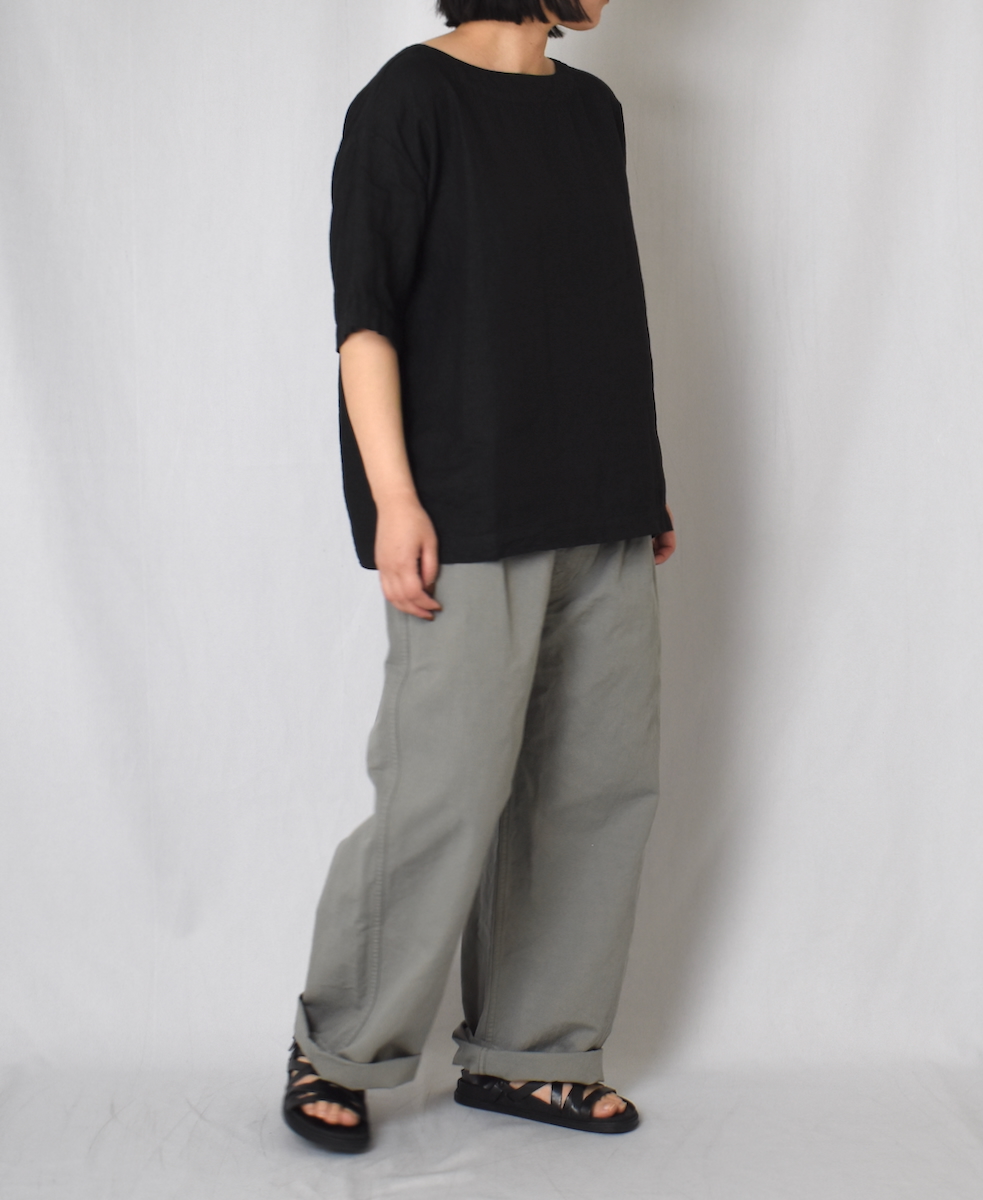 ●NAM1631LP (シャツ) LINEN PLAIN BOAT NECK S/SL SHIRT