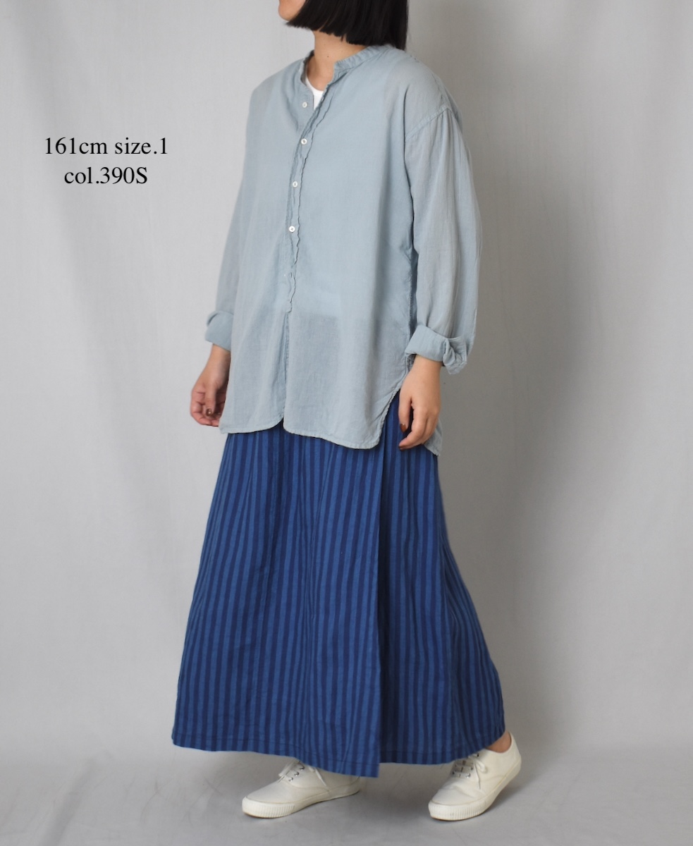 NAM2411LSW(キュロットスカート) LINEN STRIPE(WASH) WRAP CULOTTES WITH SEAM POCKET