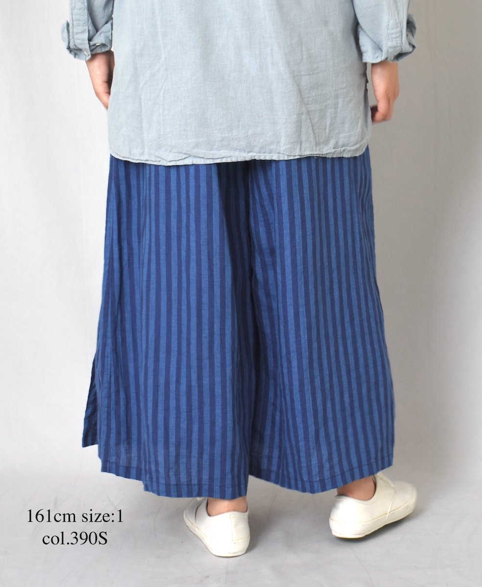NAM2411LSW(キュロットスカート) LINEN STRIPE(WASH) WRAP CULOTTES WITH SEAM POCKET
