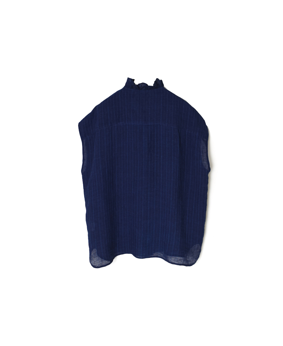 INMDS25121(シャツ) YARN DYE NATURAL INDIGO NO/SL FRILL COLLAR SHIRT