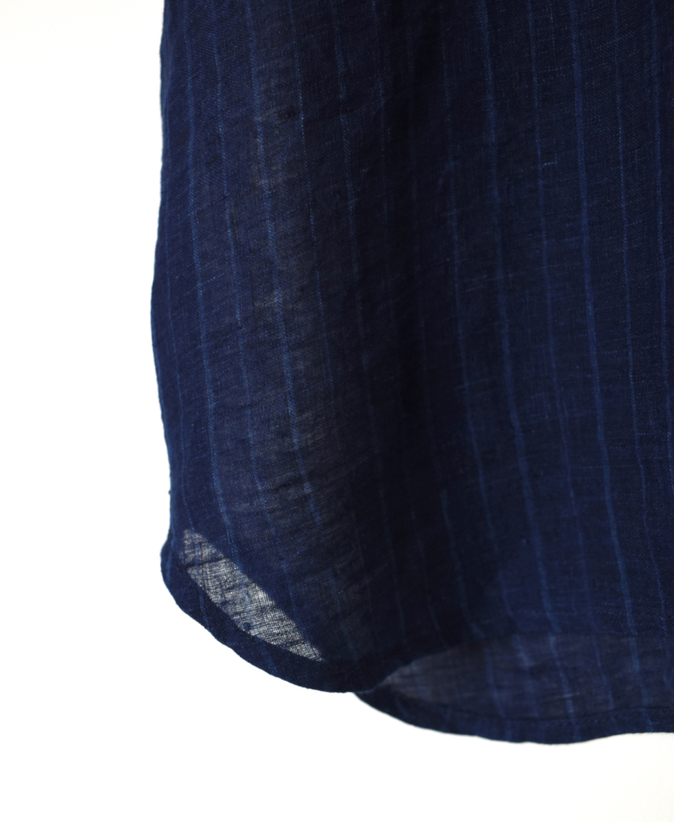 INMDS25121(シャツ) YARN DYE NATURAL INDIGO NO/SL FRILL COLLAR SHIRT