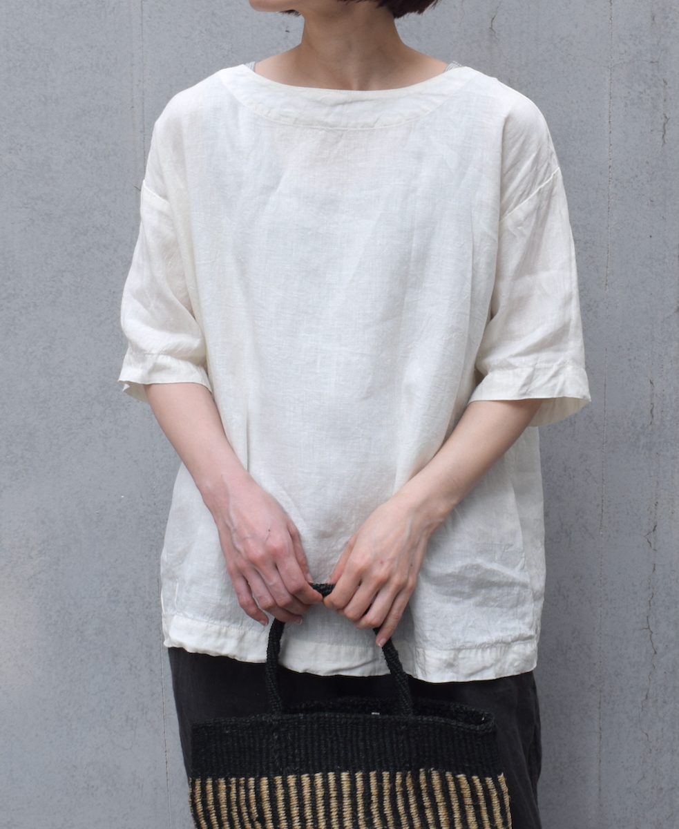 ●NAM1631LP (シャツ) LINEN PLAIN BOAT NECK S/SL SHIRT