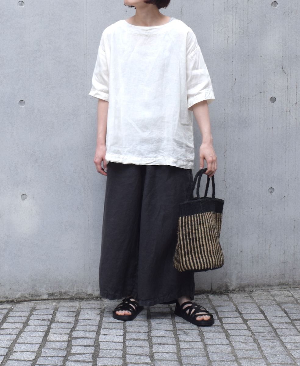 ●NAM1631LP (シャツ) LINEN PLAIN BOAT NECK S/SL SHIRT