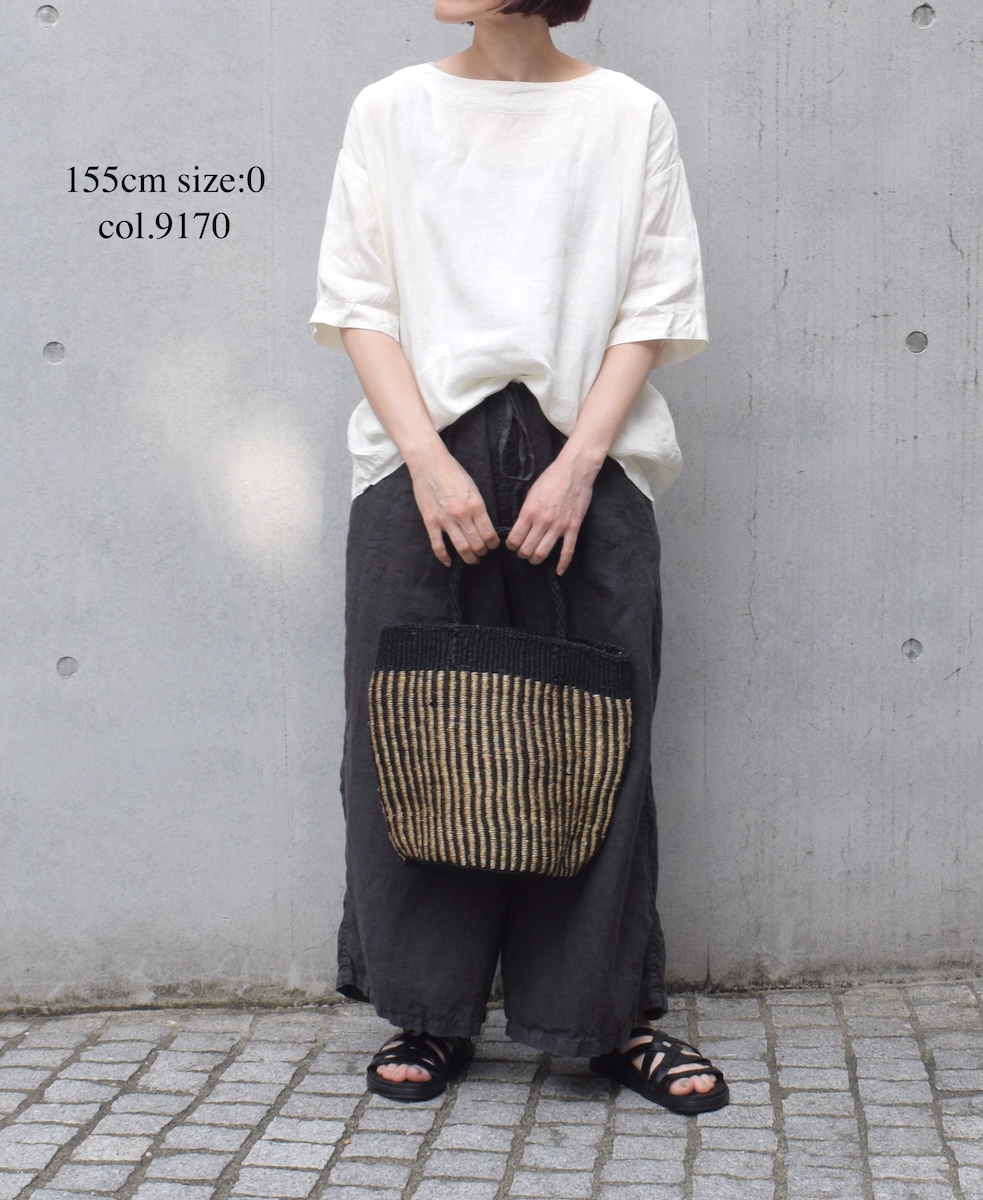 ●NAM1631LP (シャツ) LINEN PLAIN BOAT NECK S/SL SHIRT