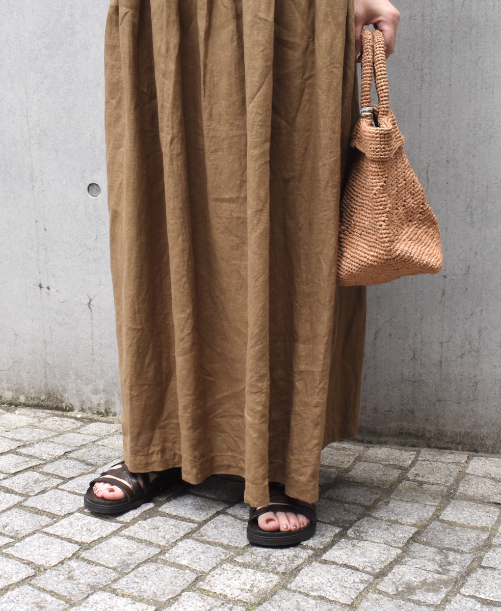 NAM1633LP (ワンピース) LINEN PLAIN (OVERDYE) BOAT NECK NO/SL ONE-PIECE