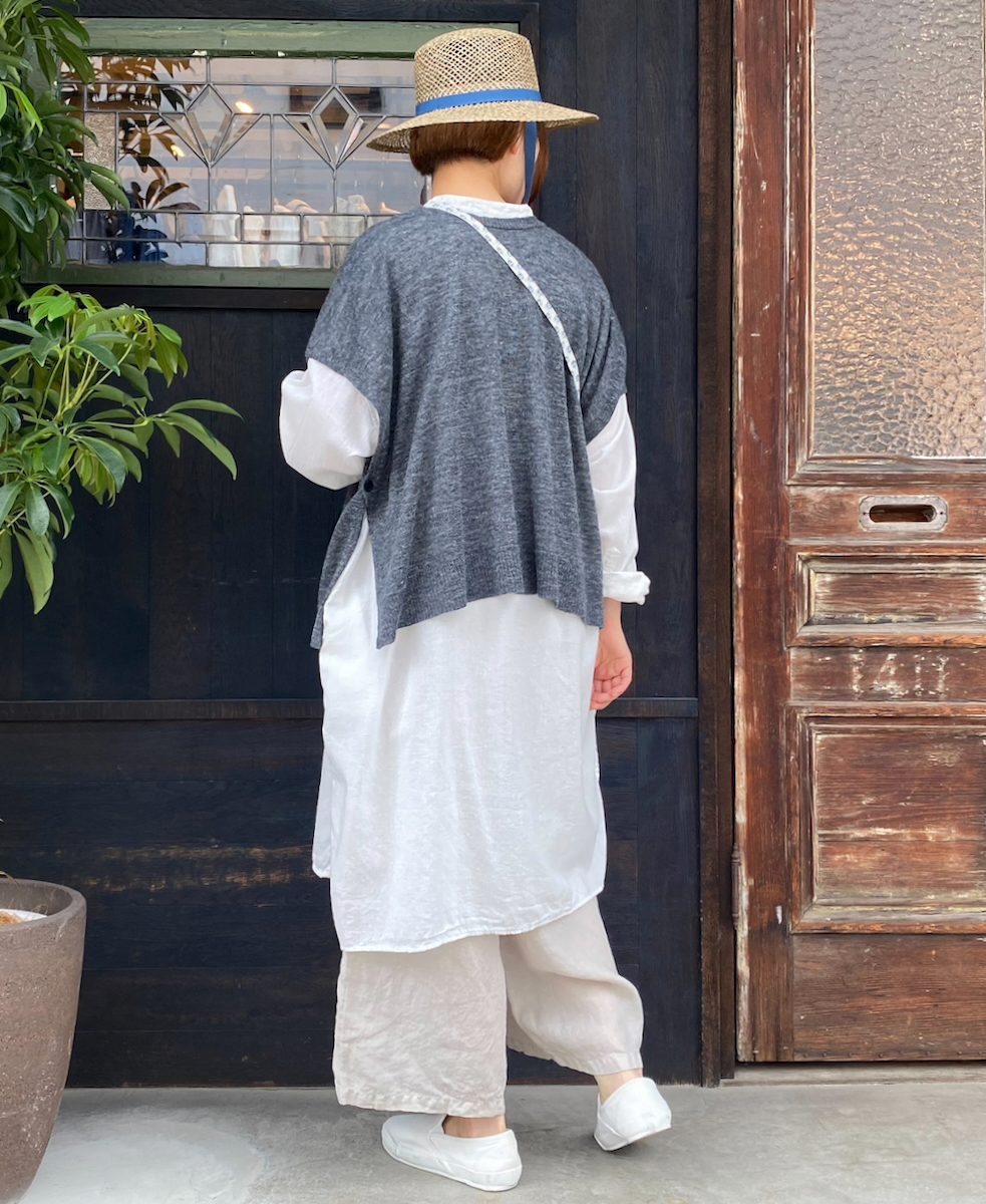 INAM2503G3D(シャツ) 30s GAUZE OVERDYE UTILITY BANDED COLLAR LONG SHIRT