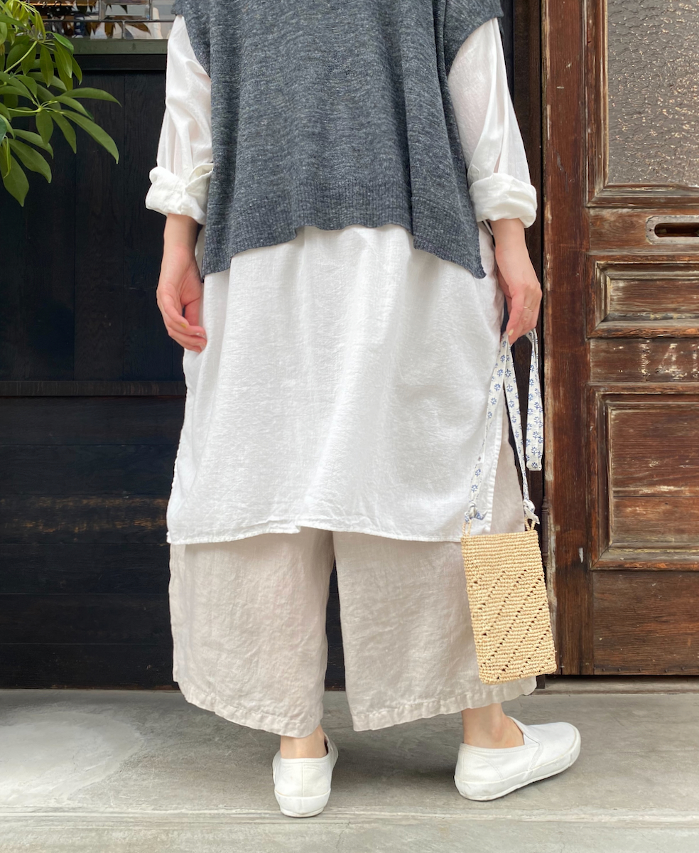 INAM2503G3D(シャツ) 30s GAUZE OVERDYE UTILITY BANDED COLLAR LONG SHIRT