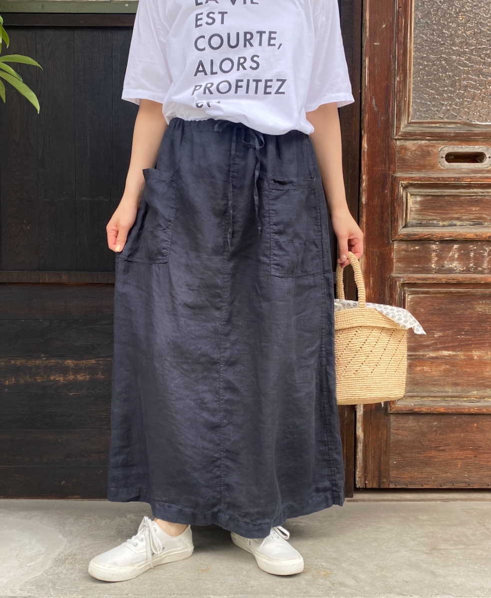 LNHT2531L(スカート) LINEN PLAIN OVERDYE EASY SKIRT