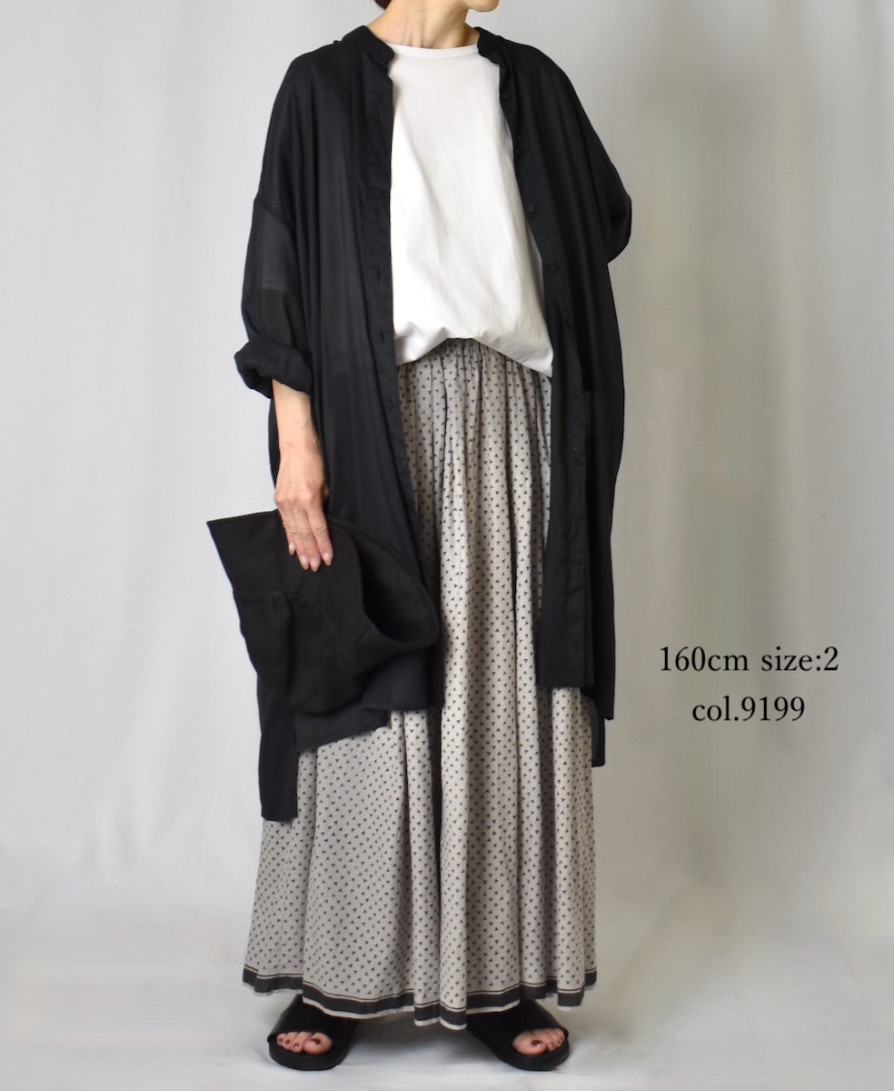 ●INMDS25105(スカート) 80s VOILE TRIANGLE BLOCK PRINT GATHERED SKIRT