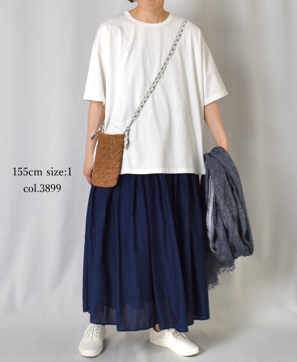 NMDS25264(スカート) 80s VOIL DOT&TREE BLOCK PRINT RAJASTHAN TUCK GATHERED SKIRT WITH LINING