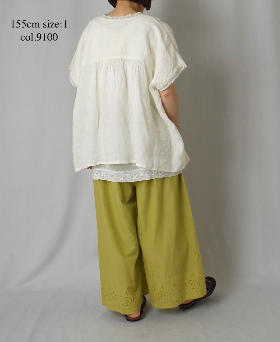INSL25201(プルオーバー) 60s LINEN PLAIN FRENCH/SL V-NECK PULLOVER WITH PINTUCK