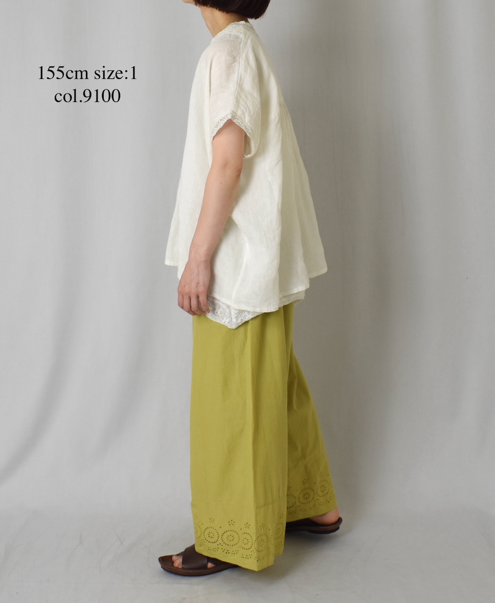 INSL25201(プルオーバー) 60s LINEN PLAIN FRENCH/SL V-NECK PULLOVER WITH PINTUCK