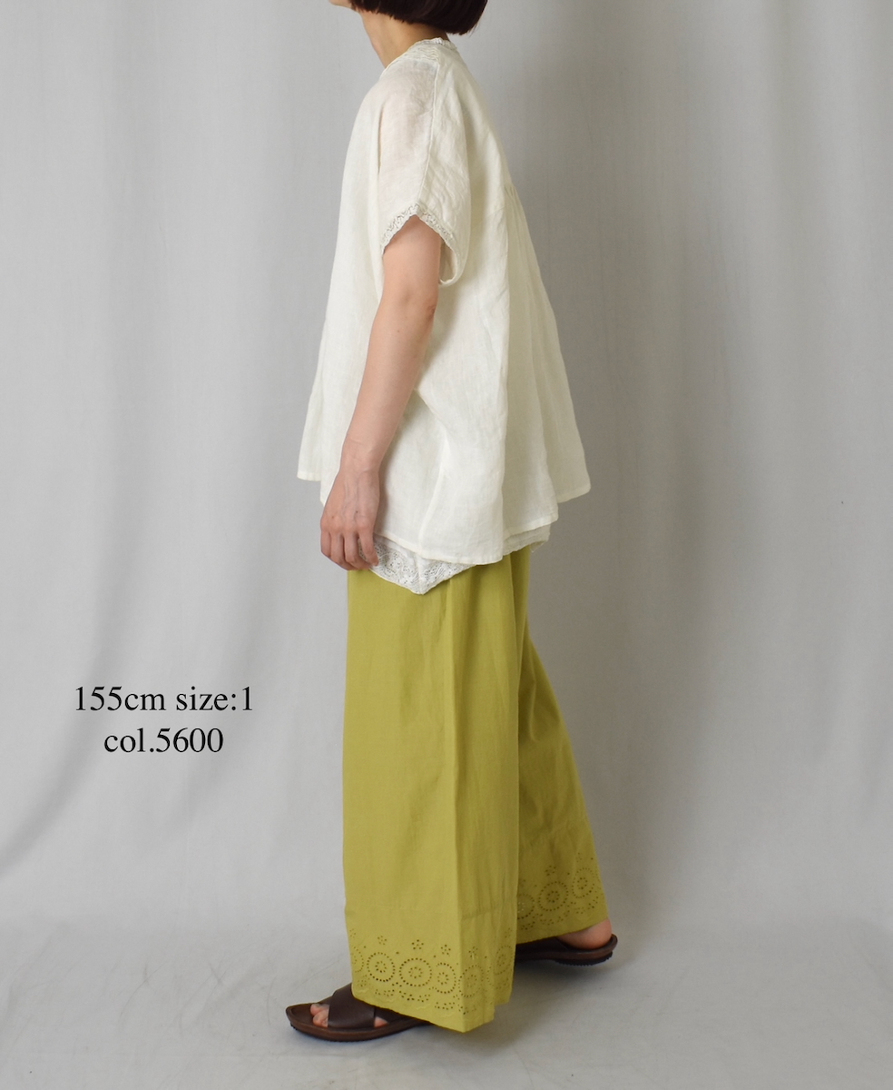 ●INSL23224 (パンツ) 80s VOILE PLAIN WITH CUT WORK LACE EASY PANTS