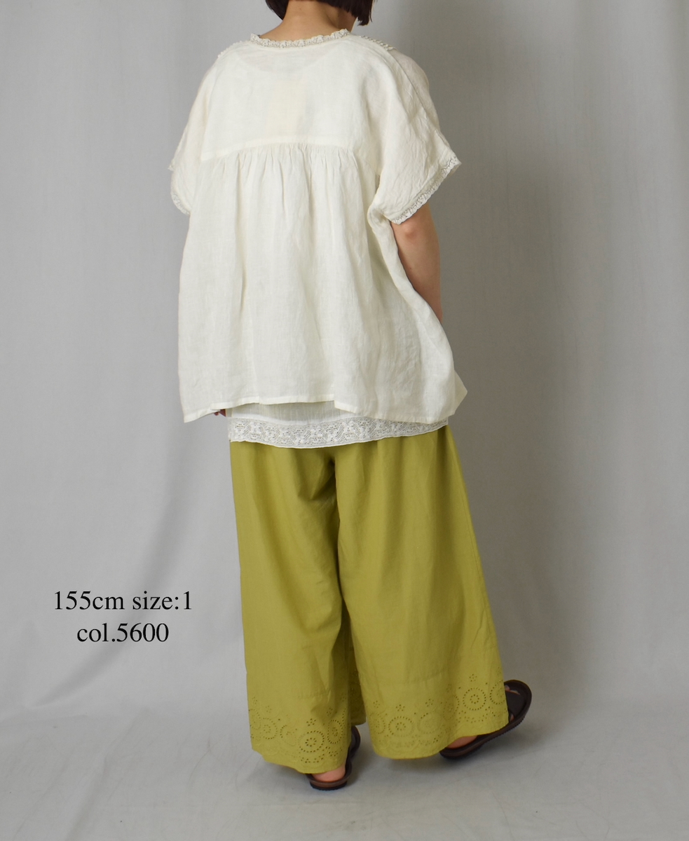 ●INSL23224 (パンツ) 80s VOILE PLAIN WITH CUT WORK LACE EASY PANTS