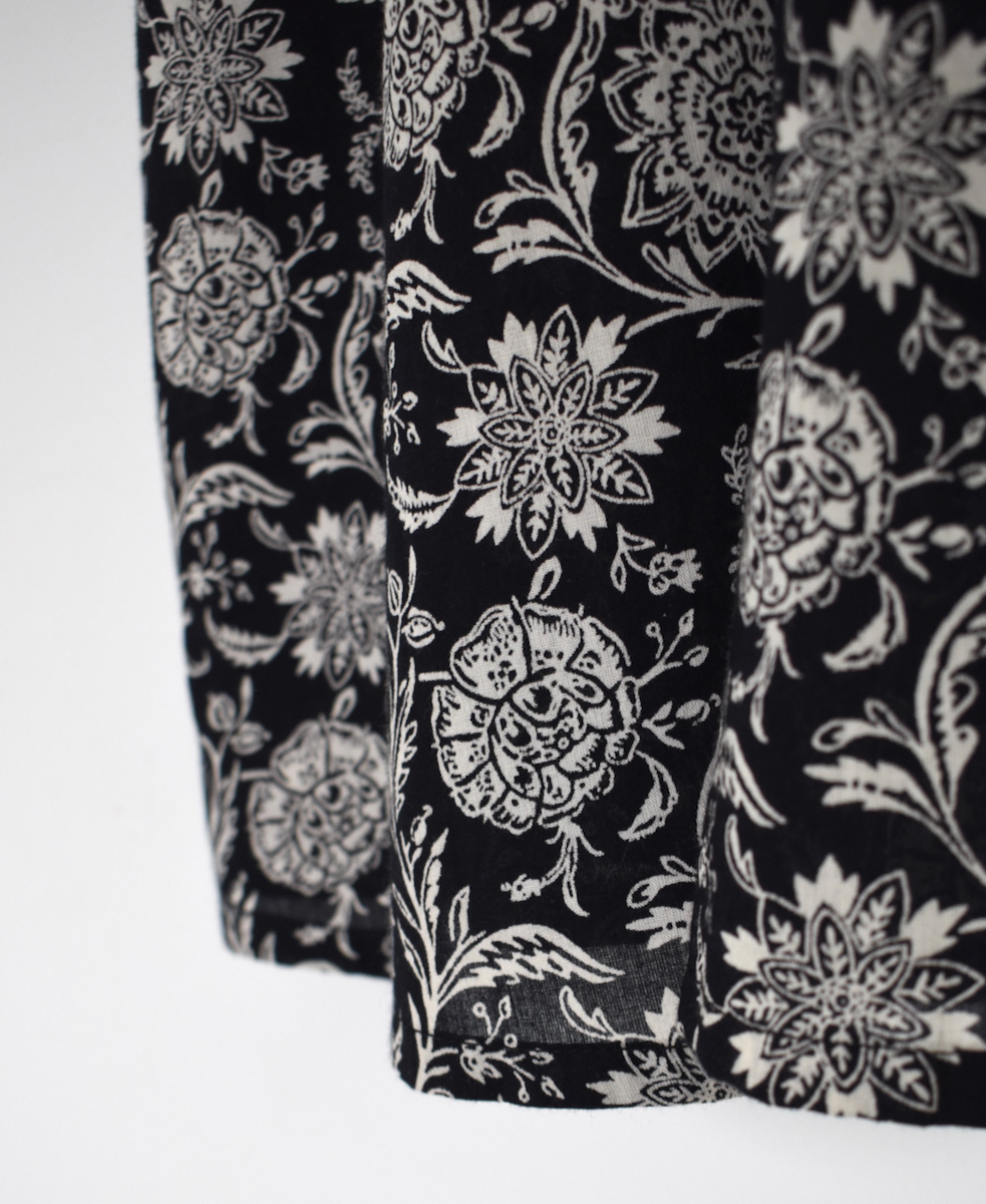 ●NSL25081(シャツ) 80s VOILE TWO TONE FLOWER PRINT FRILL COLLAR FRENCH/SL SHIRTS