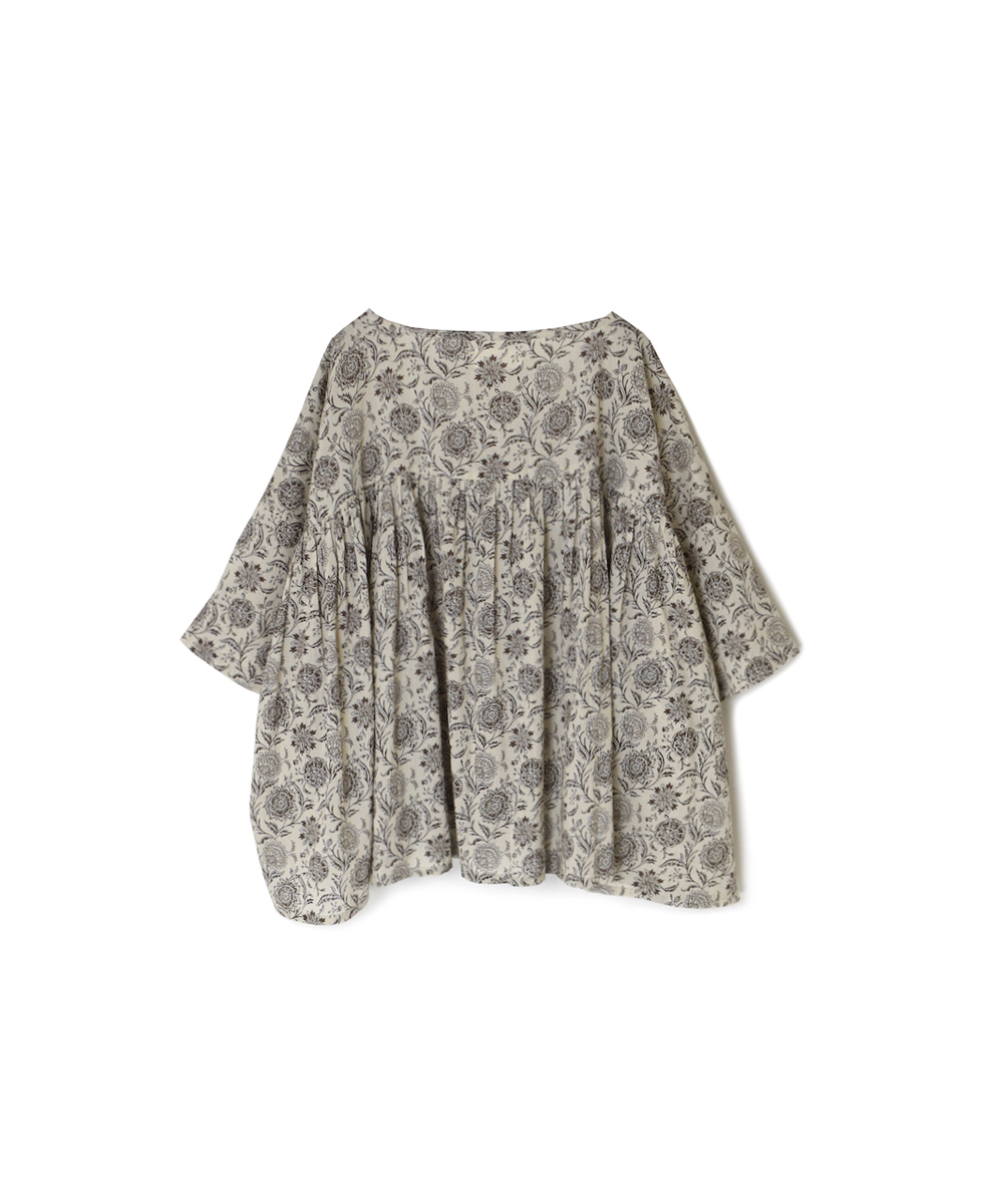 ●NSL25082(スモック) 80s VOILE TWO TONE FLOWER PRINT GATHERED SMOCK