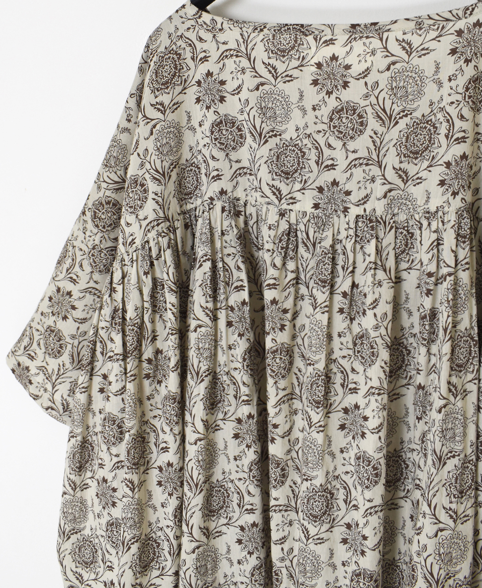 ●NSL25082(スモック) 80s VOILE TWO TONE FLOWER PRINT GATHERED SMOCK