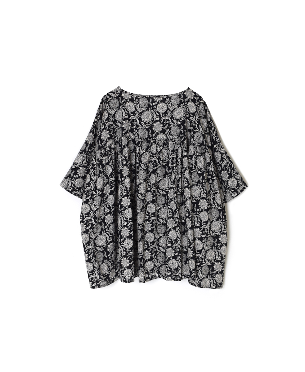 ●NSL25082(スモック) 80s VOILE TWO TONE FLOWER PRINT GATHERED SMOCK