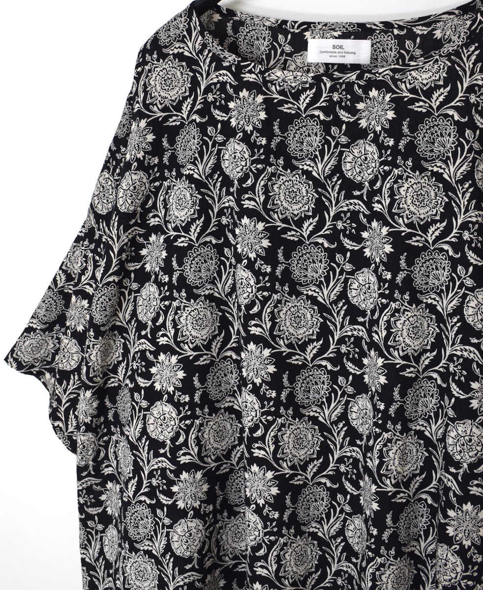 ●NSL25082(スモック) 80s VOILE TWO TONE FLOWER PRINT GATHERED SMOCK