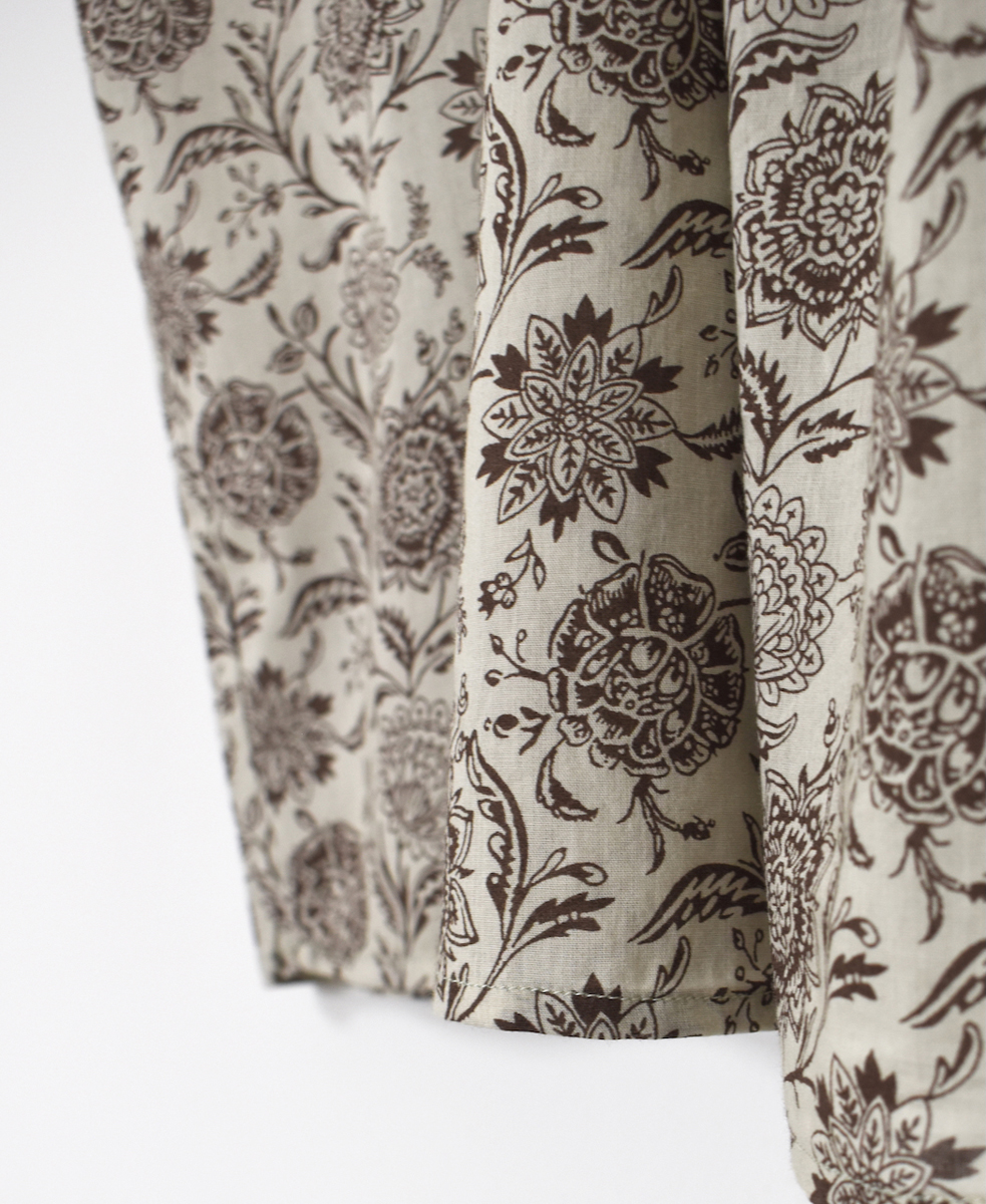●NSL25083(ワンピース) 80s VOILE TWO TONE FLOWER PRINT V-NECK FRENCH/SL DRESS