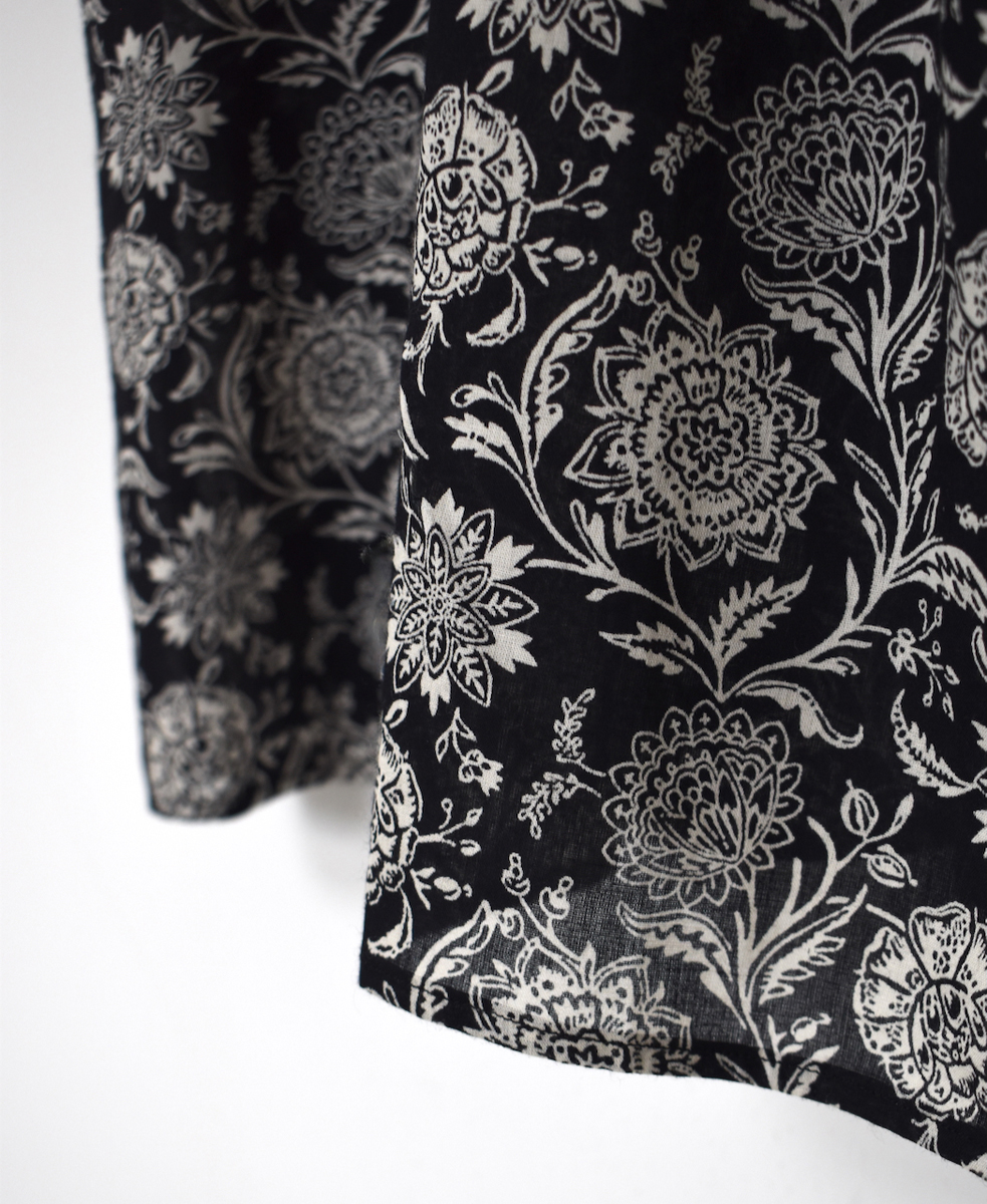 ●NSL25083(ワンピース) 80s VOILE TWO TONE FLOWER PRINT V-NECK FRENCH/SL DRESS
