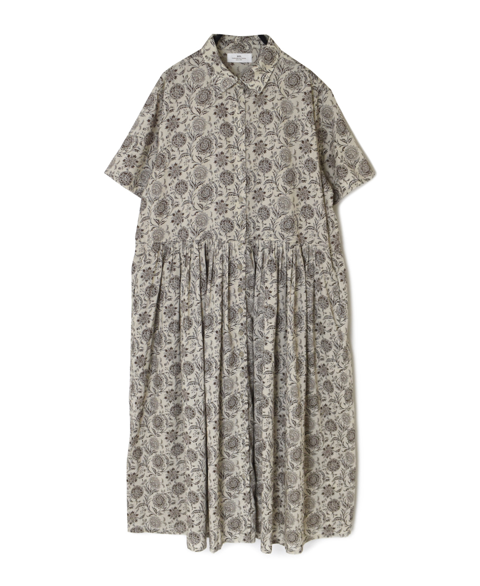 ●NSL25084(ワンピース) 80s VOILE TWO TONE FLOWER PRINT REGULAR COLLAR S/SL DRESS
