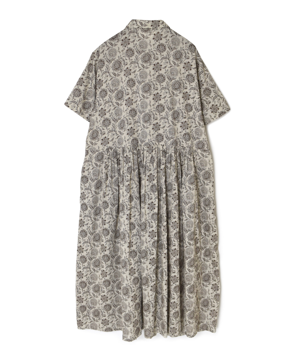 ●NSL25084(ワンピース) 80s VOILE TWO TONE FLOWER PRINT REGULAR COLLAR S/SL DRESS