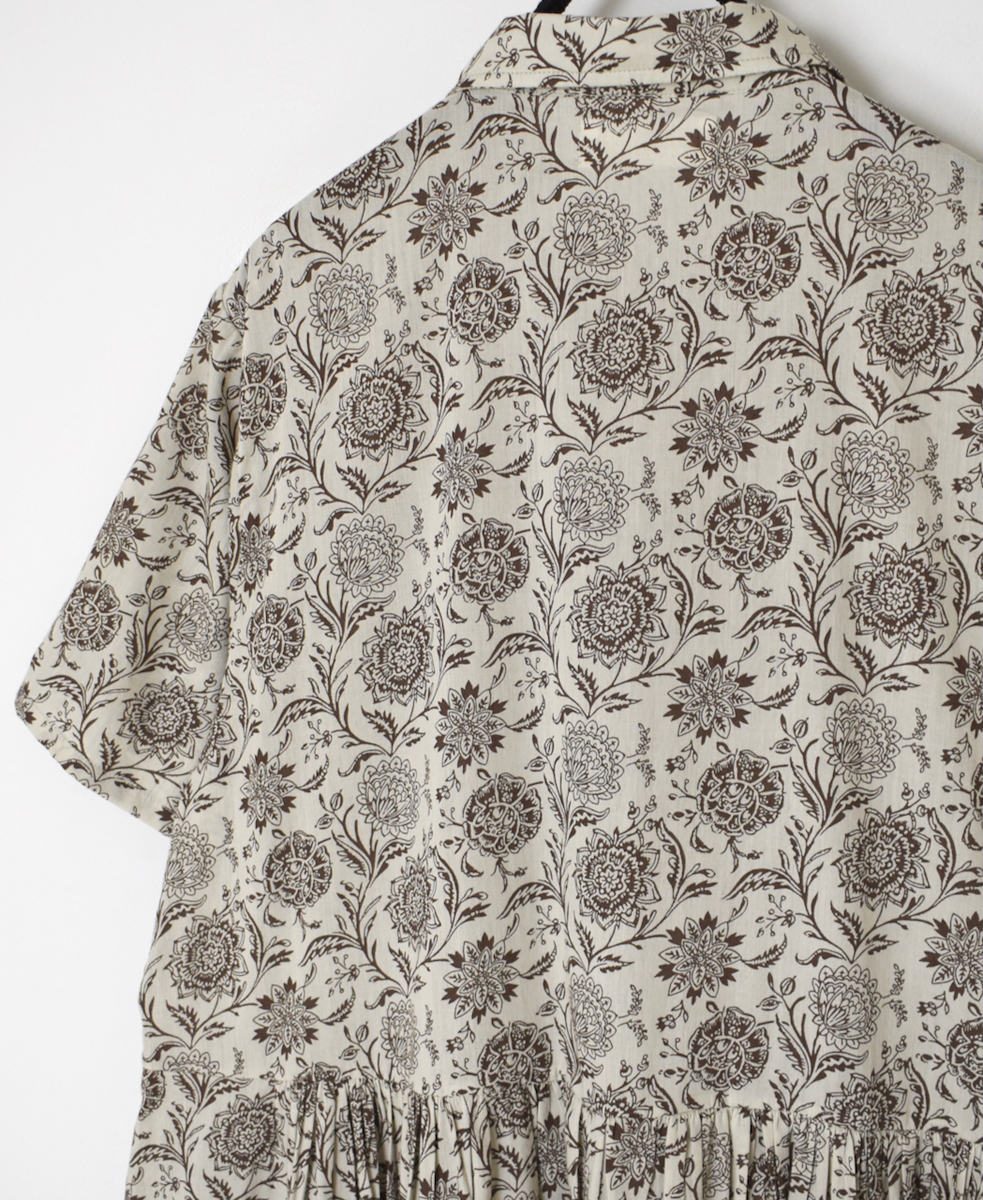 ●NSL25084(ワンピース) 80s VOILE TWO TONE FLOWER PRINT REGULAR COLLAR S/SL DRESS