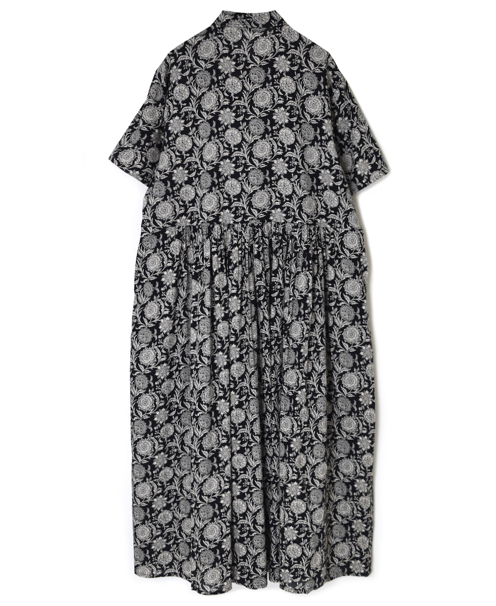 ●NSL25084(ワンピース) 80s VOILE TWO TONE FLOWER PRINT REGULAR COLLAR S/SL DRESS