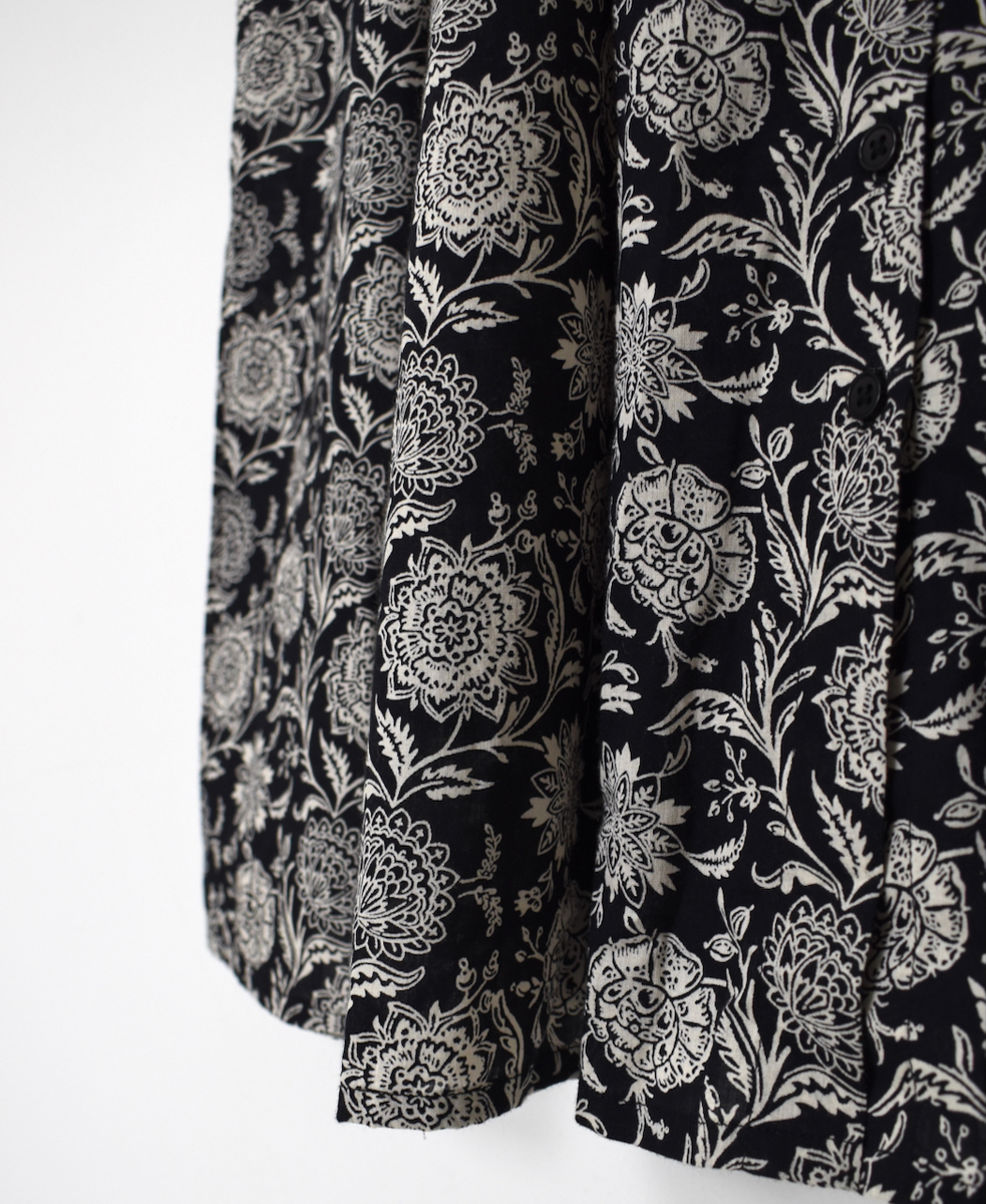 ●NSL25084(ワンピース) 80s VOILE TWO TONE FLOWER PRINT REGULAR COLLAR S/SL DRESS