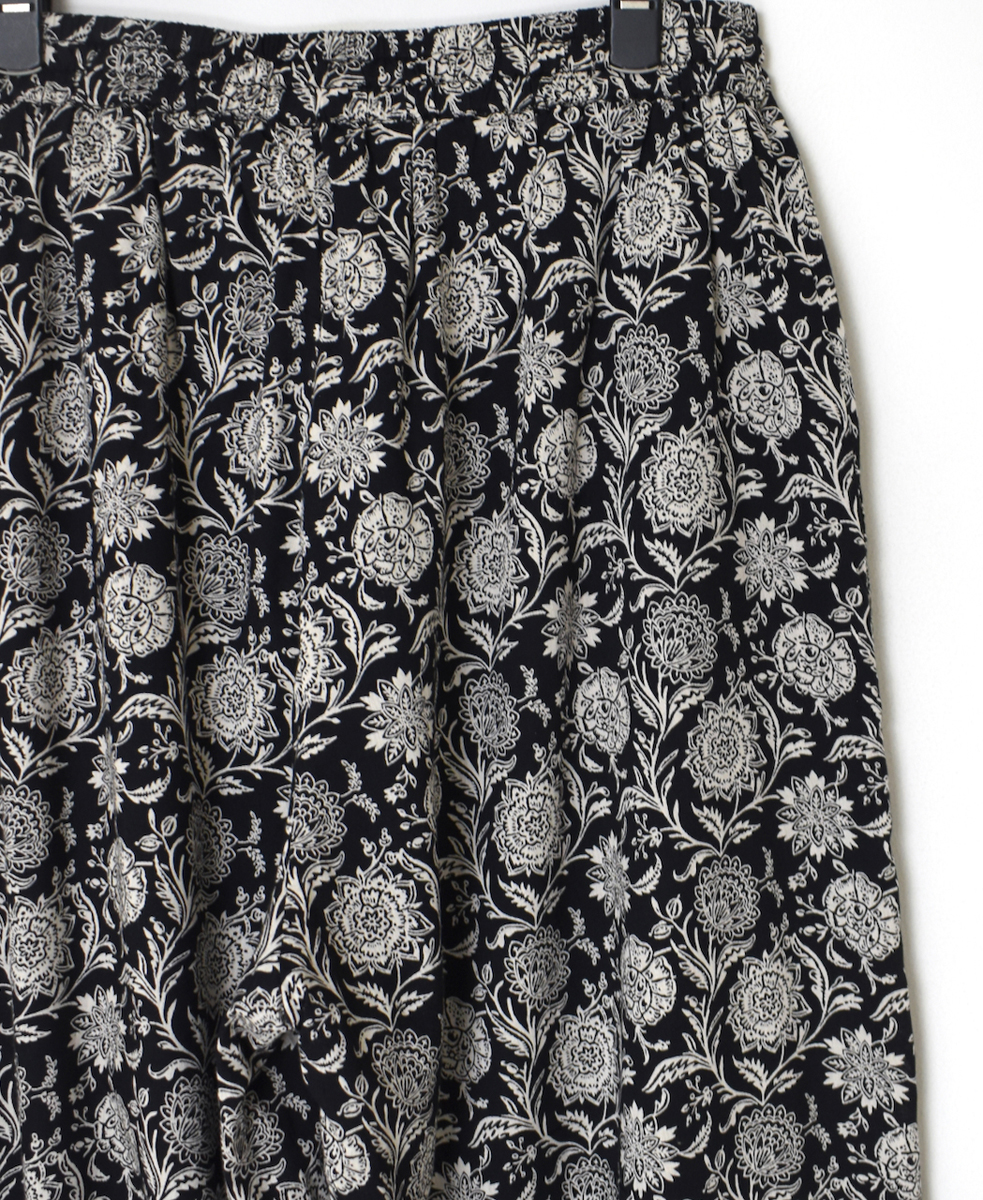●NSL25086(パンツ) 80s VOILE TWO TONE FLOWER PRINT WIDE EASY PANTS