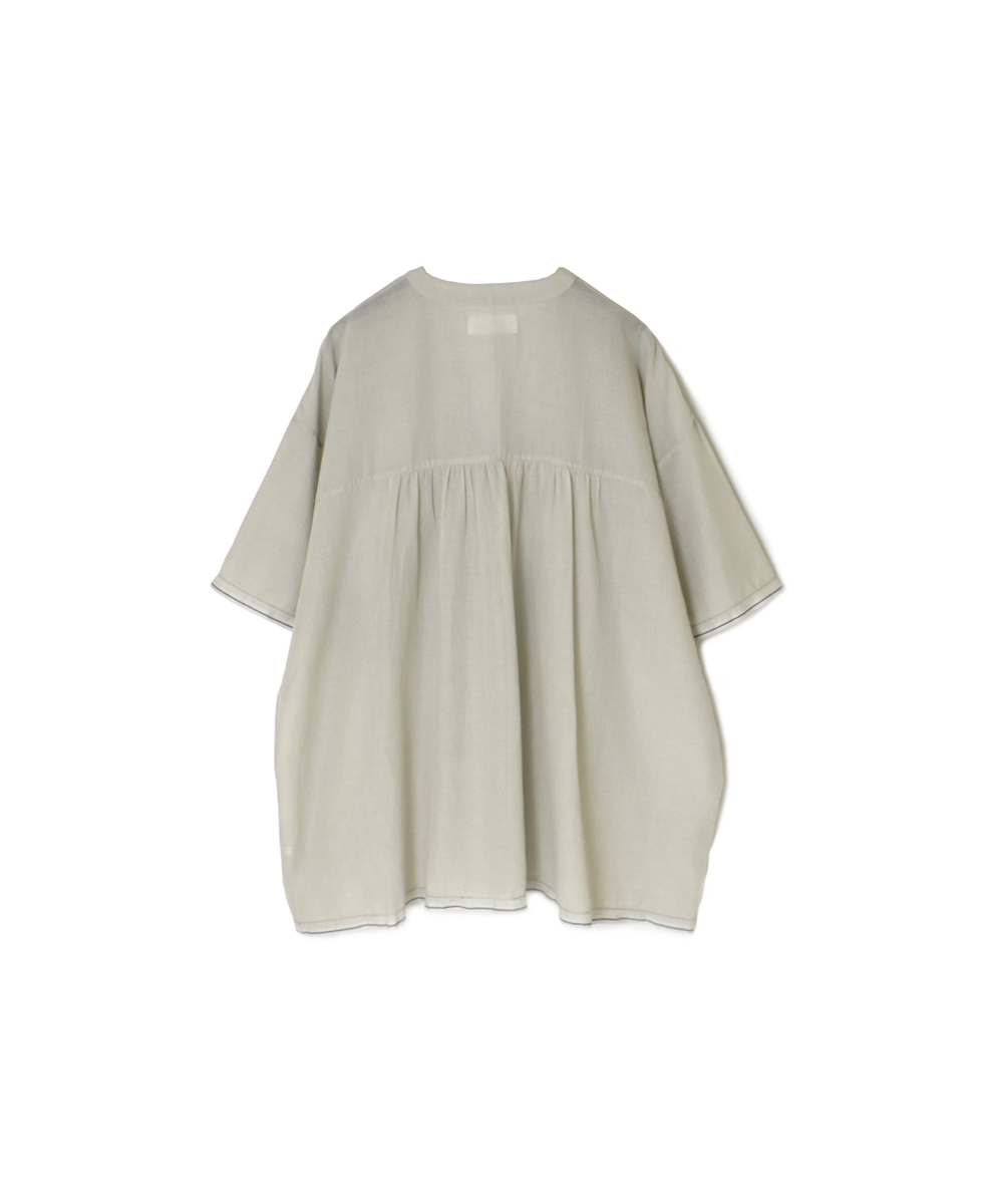 ●NSL25022(シャツ) SUPER FINE VOILE WITH SELVEGE V-NECK PINTUCK SHORT/SL SHIRT
