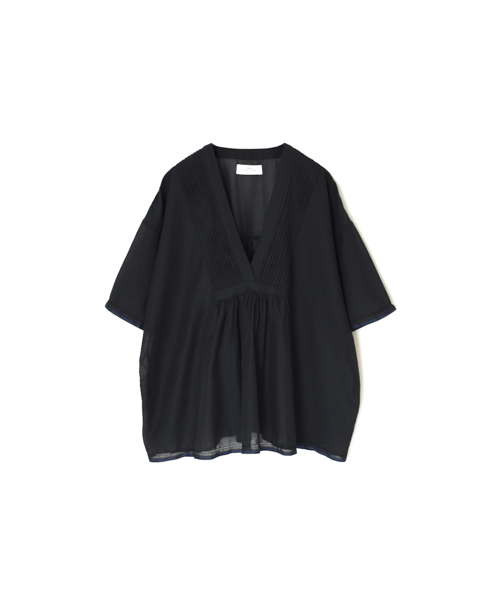 ●NSL25022(シャツ) SUPER FINE VOILE WITH SELVEGE V-NECK PINTUCK SHORT/SL SHIRT