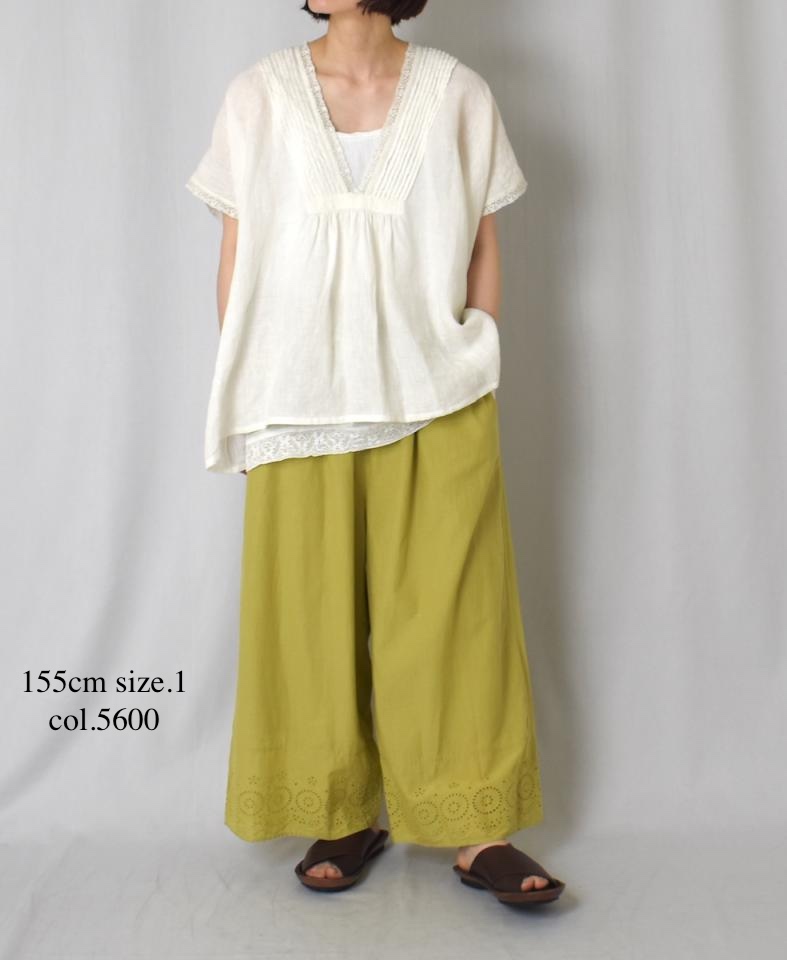 ●INSL23224 (パンツ) 80s VOILE PLAIN WITH CUT WORK LACE EASY PANTS