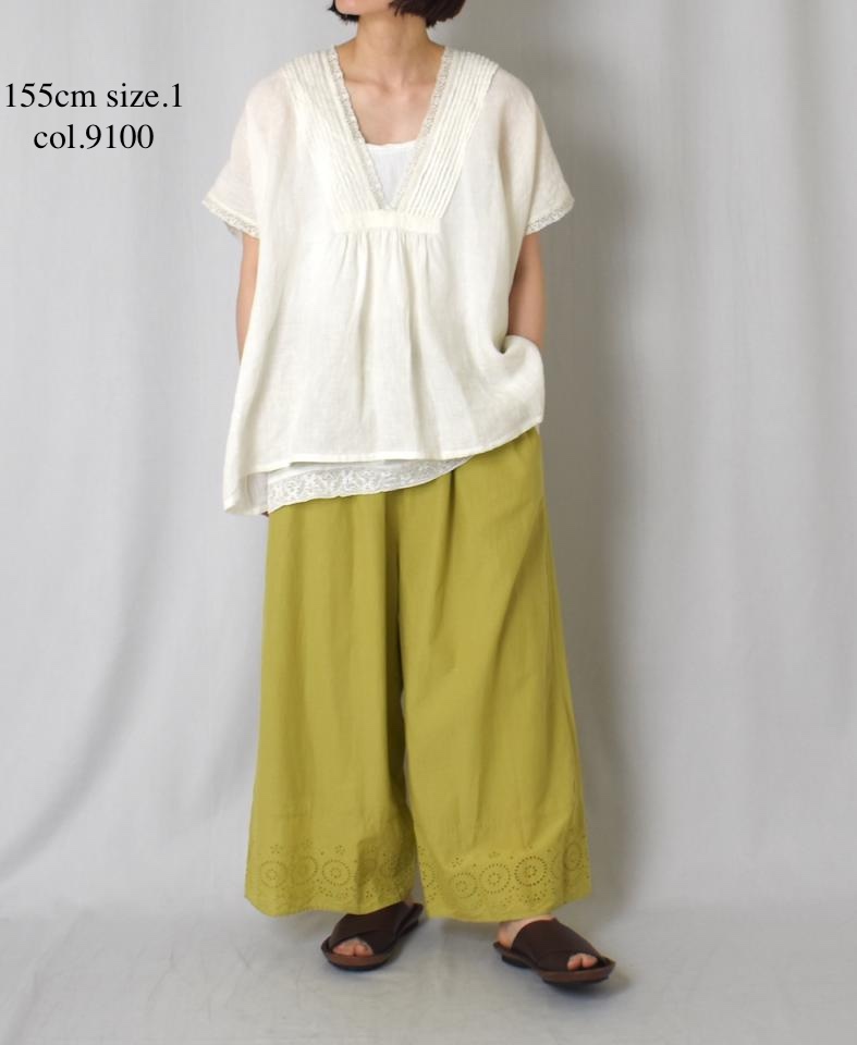 INSL25201(プルオーバー) 60s LINEN PLAIN FRENCH/SL V-NECK PULLOVER WITH PINTUCK