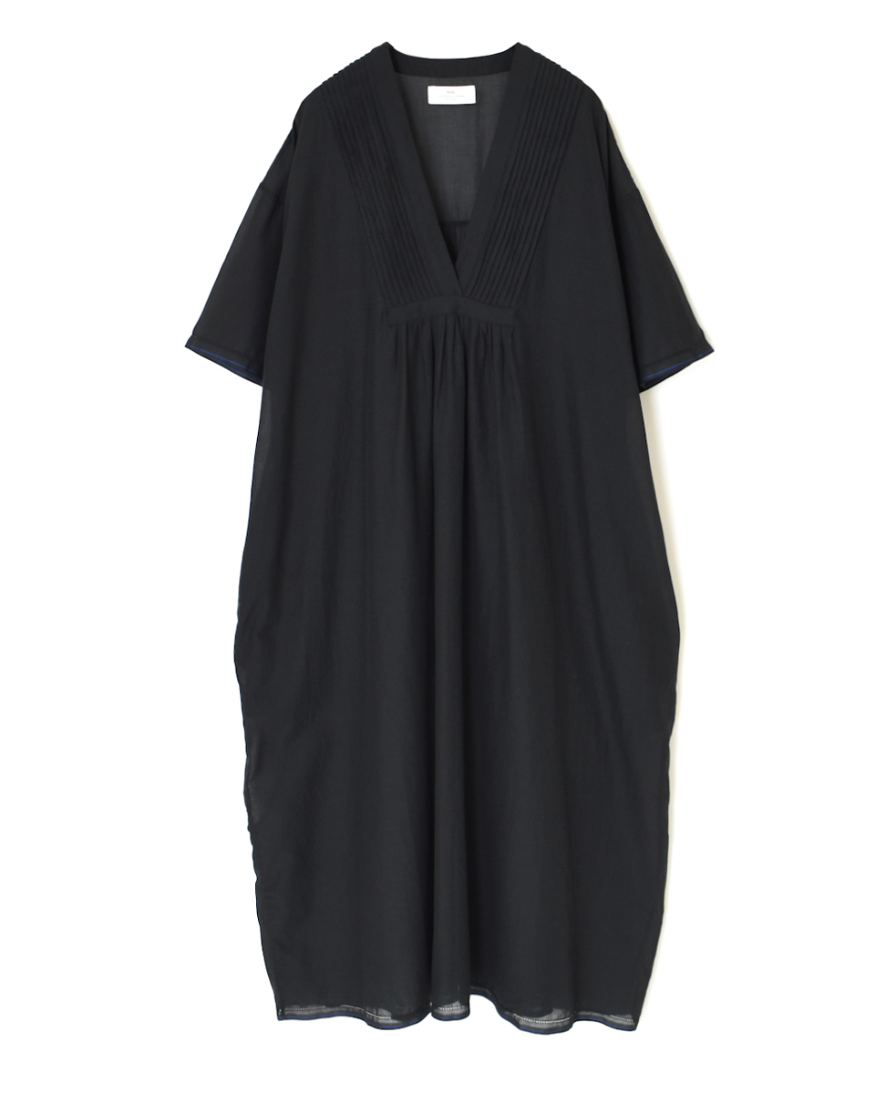 ●NSL25023(ワンピース) SUPER FINE VOILE WITH SELVEGE V-NECK PINTUCK SHORT/SL DRESS