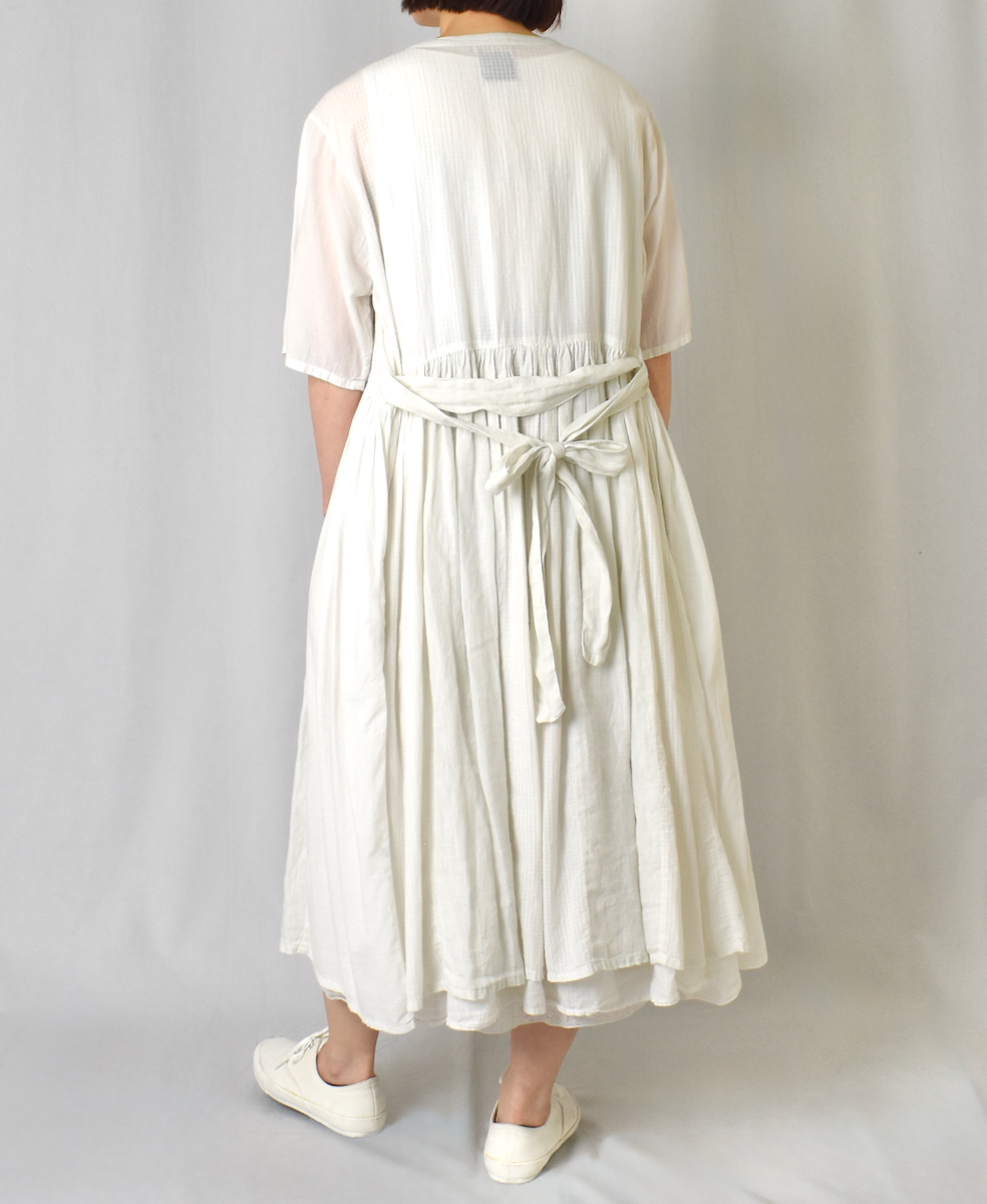 NMDS25233D(ワンピース) COTTON&LINEN PATCHWORK(OVERDYE) GATHERED WRAP DRESS