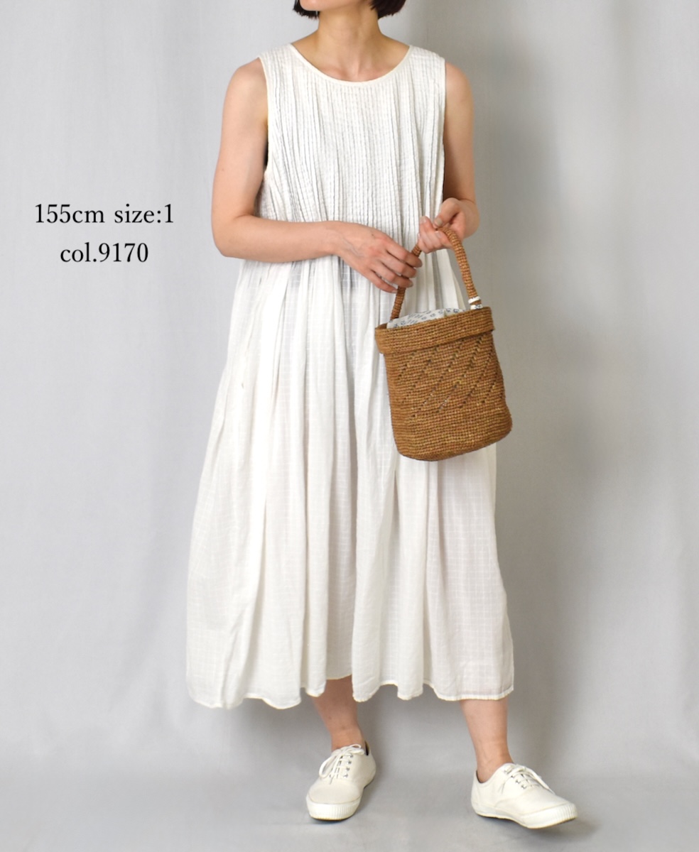 NMDS25255D(ワンピース) 80s ORGANIC DOBIE CHECK(OVERDYE) NO/SL PULLOVER DRESS WITH PINTUCK