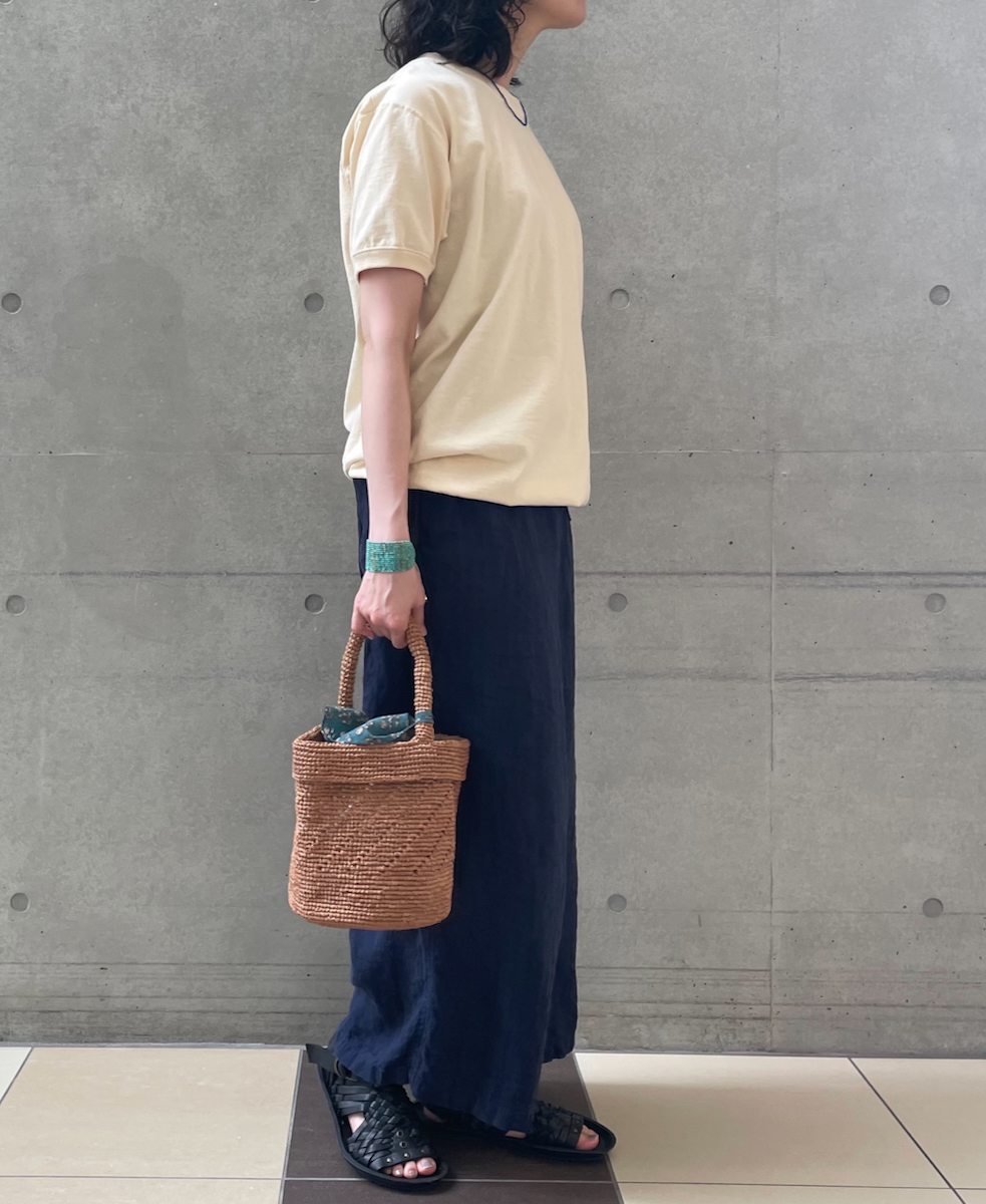 ●ANMDS2501(バッグ) RAFFIA ONE HANDLE BARREL BAG