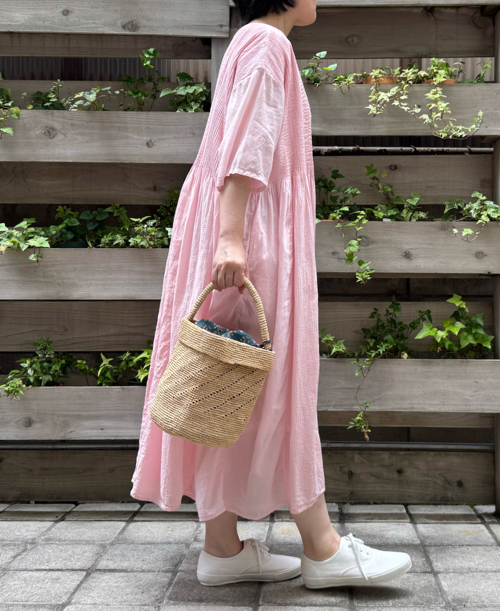 ●ANMDS2501(バッグ) RAFFIA ONE HANDLE BARREL BAG